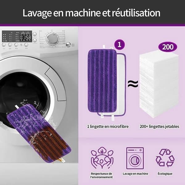 Genanvendelige vaskbare klude til Swiffer WetJet spraymopper i mikrofiber, lilla - 4 stk. moppe