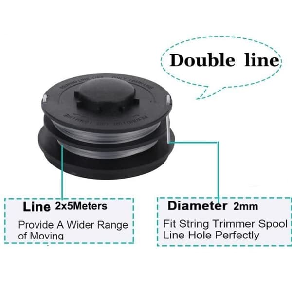 (Sort) 4-pak trådspoler kompatible med Einhell GC-ET 4530, 10m, 2mm, strimmerspoler til Einhell 3405685