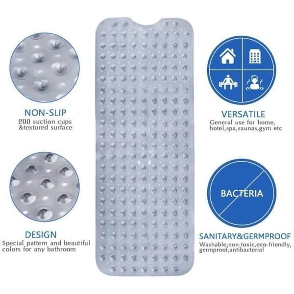 Panache liukumaton kylpymatto 100 x 40 cm harmaa