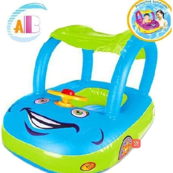 Oppustelig babypool-flyder med baldakin