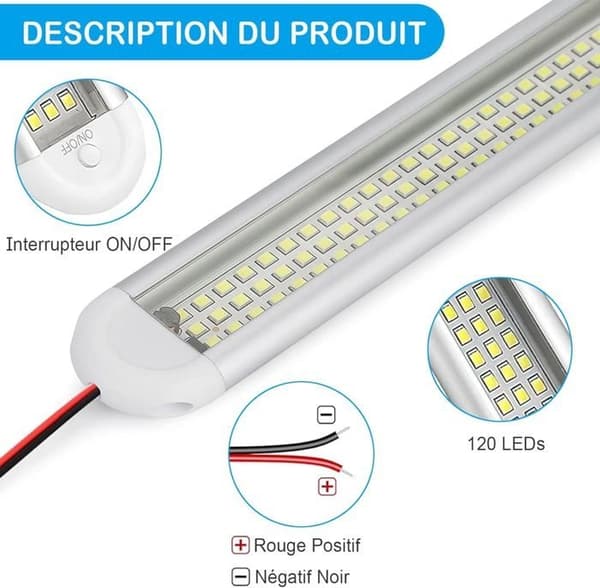 Lysbjelke - LED - 12V - 120 LED-lys - Bryter - Energisparende