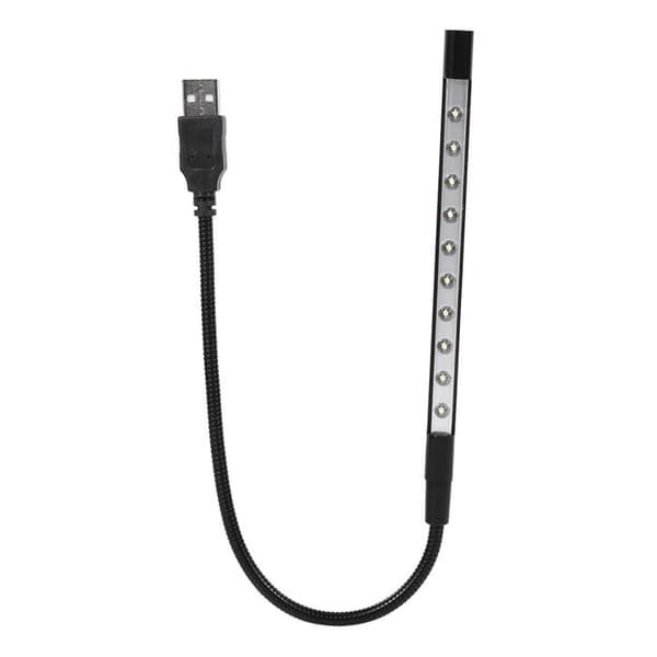 Mini 5V Fleksibel USB LED Læselampe til Bærbar PC, Tastatur, Sort
