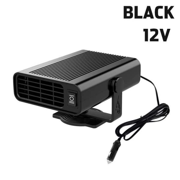 Autodele, 500W bærbar bilvarmer, elektrisk ventilator, defroster, til forrude, roterende - Type 12V sort
