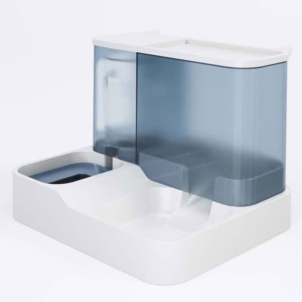 YYV Dobbelt katteskål Automatisk kattefoderdispenser og 2-i-1 kattevanddispenser Blå ONE