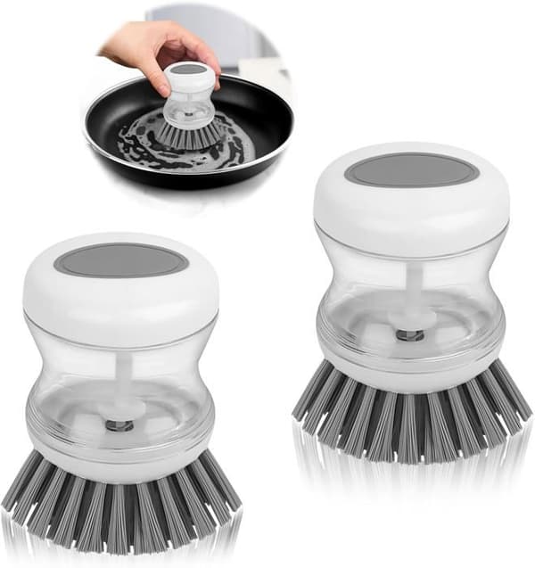 2 st diskborstar med vätskedispenser, diskborste med dispenser, trycktyp för diskning