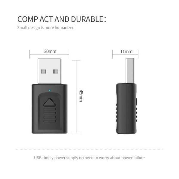 USB Bluetooth V5.0 Mini Adapter 4 i 1 Trådløs Dongle til PC