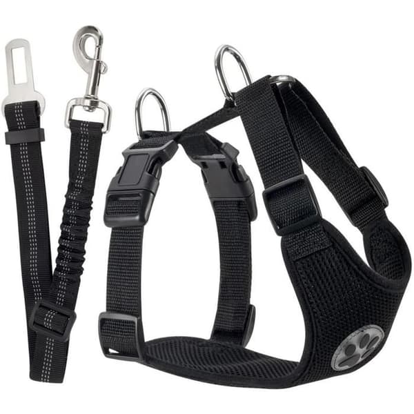 Hundesele med bilbelte (svart,