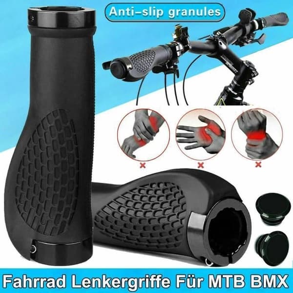 (sort) Ergonomiske skridsikre gummicykelgreb - Sort - Voksen