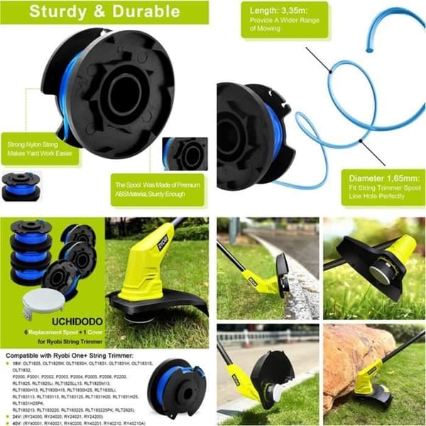 Ryobi One+ Trimmertrådspole - 6 spoler - 3,35 m - 1,65 mm