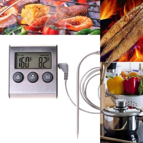 0-300℃ Kökstermometer med prob, Kökstermometer och timer, Digital probtermometer för kött och grill