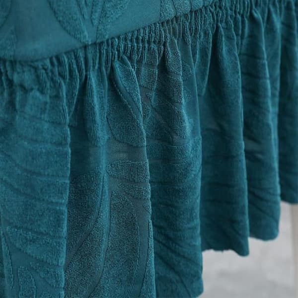Stolsöverdrag, 4-delat restaurangöverdrag i jacquard med elastisk kjol (grått)