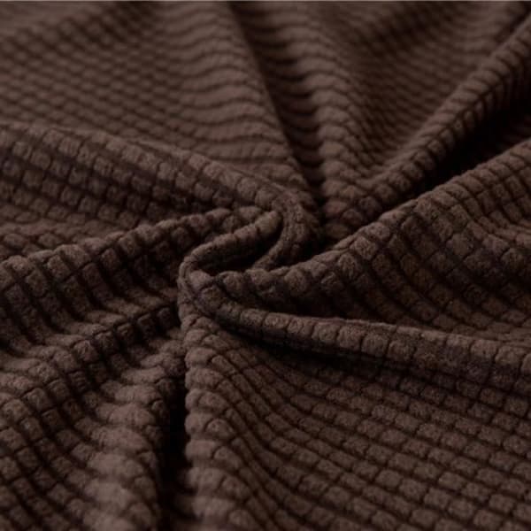 Trekk til 3-seters sofa, elastisk, sklisikkert, vaffelmønster, fleece, brun farge