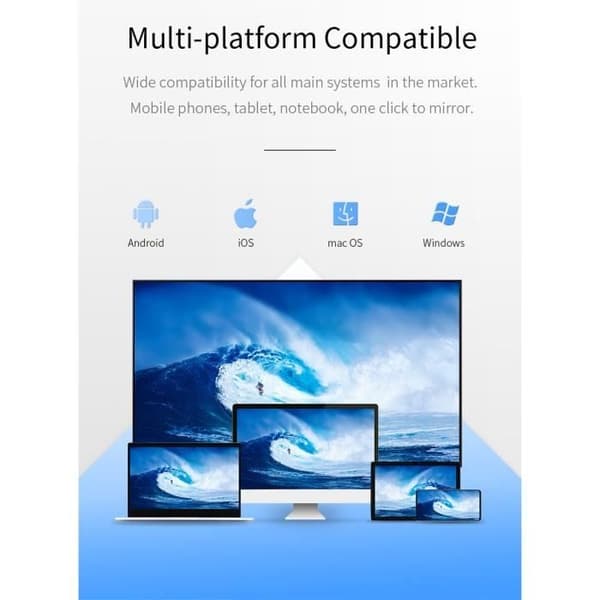 Trådløs HDMI-adapter – Google – 4K – Stemmekontroll – Android/iOS-kompatibel – Hvit
