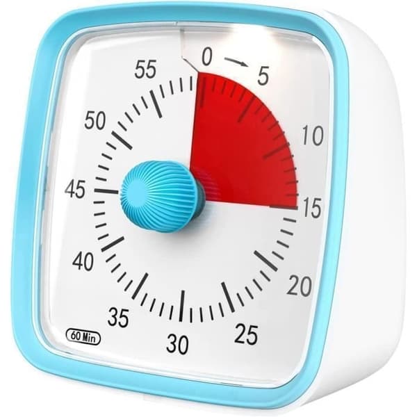 (Blå) Visuell timer med nattlys, 60 minutters nedtellingstimer for barn og voksne (Blå)