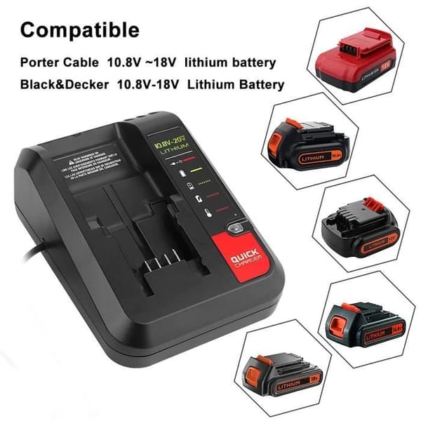 Lader 2A erstatningslitiumbatterilader for Black and Decker 18V PORTERKABEL Stanley ch