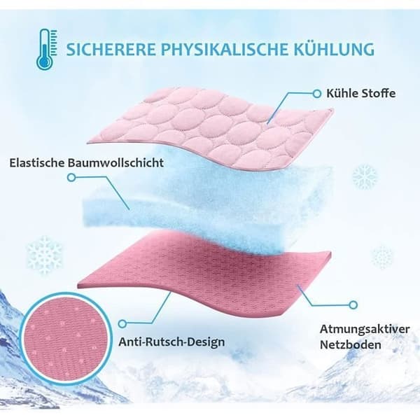 (Rosa) Kjølematte for hunder - Issilke - Medium rosa - Pustende - Selvventilerende
