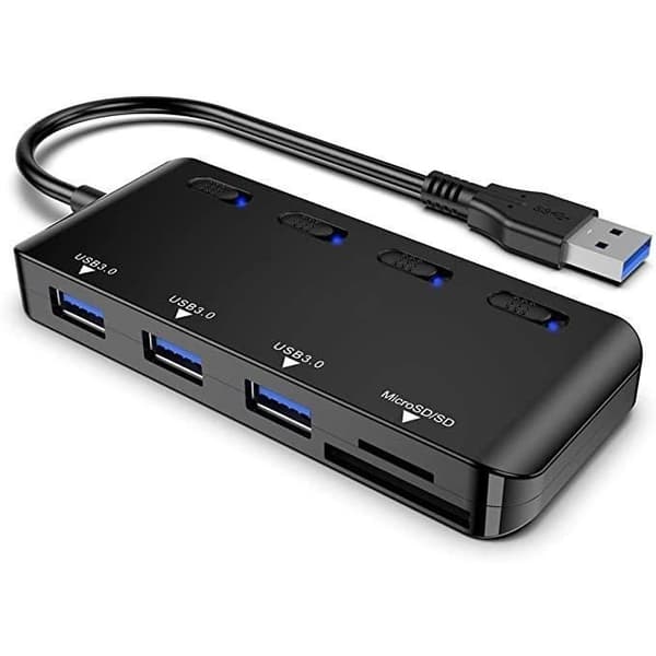 Atolla USB 3.0 Hub Multi-Port Adapter med SD/TF/Micro SD Kortlæser til Macbook/Notebook og mere