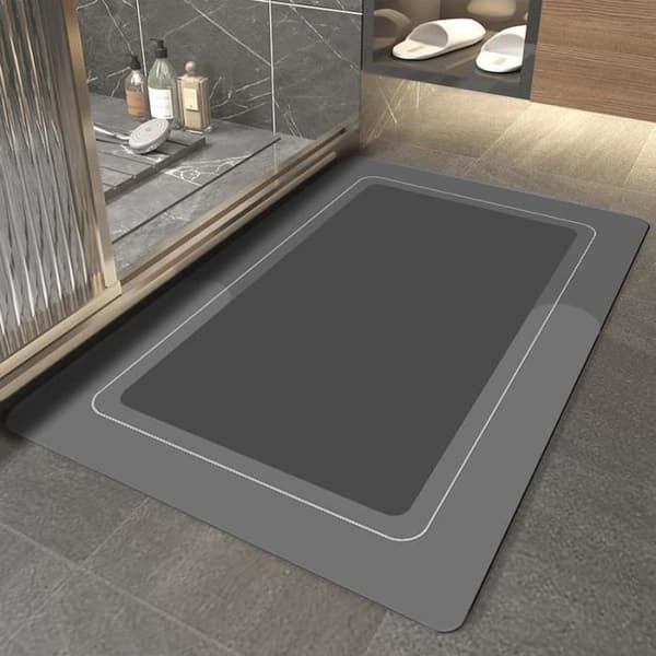 Badematte - Absorberende - Diatomitt - Sklisikker - 40 x 60 cm - Grå