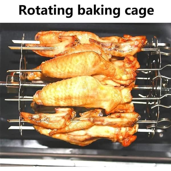 Rotisseriespyd til grill, roterende grillspyd i rustfrit stål