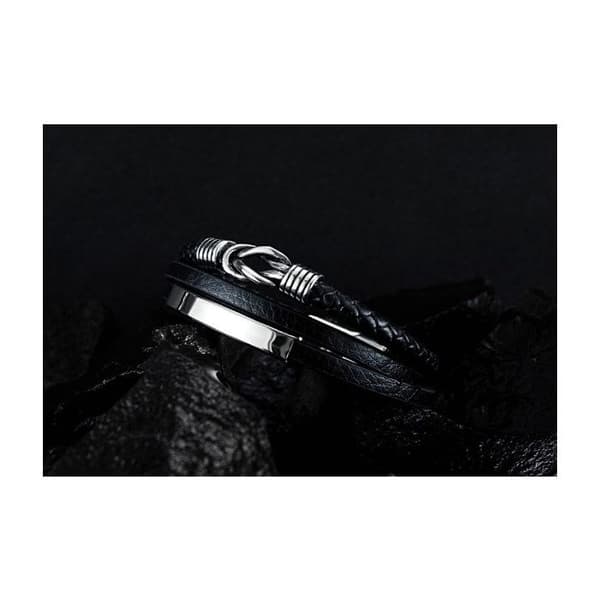 Flätat läderarmband för män