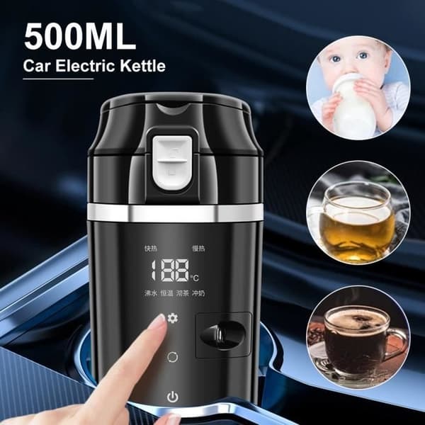 Bärbar vattenkokare, 500 ml - Mini-resemugg med innerfoder i 304 rostfritt stål, 100 W snabbkokande kopp