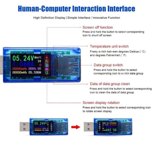 USB-multimeter 3.0-testare, USB-spänningstestare 3,7–30 V 0–4 A, digital USB-ström- och spänningstestare, voltmeter