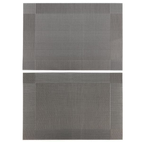 stk. PVC-bordmatter med vevd effekt, 45 x 30 cm, grå