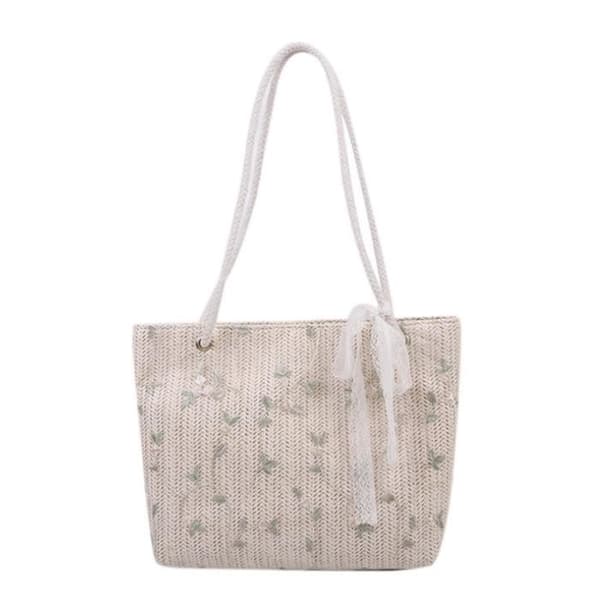 (exklusive vit) Strandväska - Dam - Sugrör - Boho Style - 27x9x25cm -