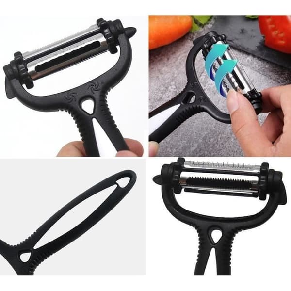 (Sort) Grøntsagsskræller - Universal - 420 Rustfrit Stål - Ergonomisk Design - Multifunktionel