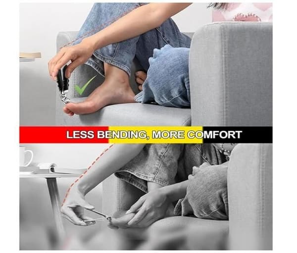 Pro-sett med 1 langt håndtak, ergonomisk, vinklet tåneglklipper for eldre