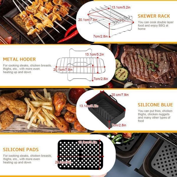 Tilbehør til airfryer, Tilbehør, XL dobbelt tilbehørssæt til 7,6L-9,5L, Tilbehør til airfryer