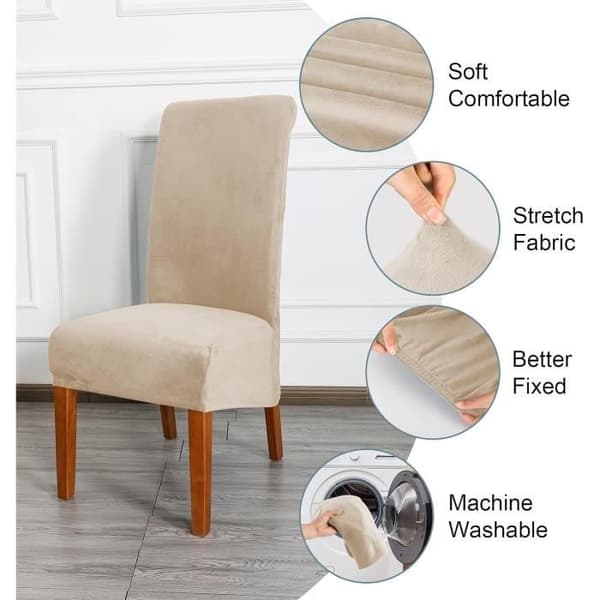 (Beige) Stoltrekk - YYV - XL - Elastisk - Vaskbart - Beige - Sett med 2