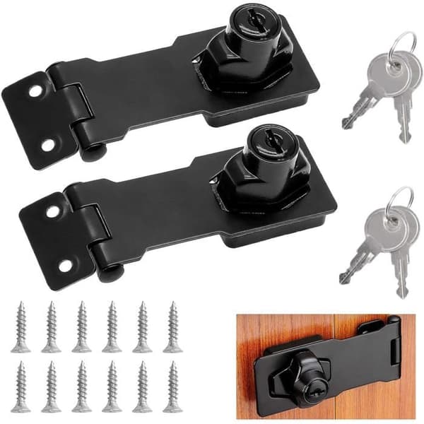 Set med 2 dörrlås, nyckellås med 2 nycklar, säkerhetsdörrspänne, vred (7,5 cm)