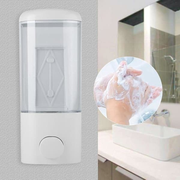 Vægmonteret sæbedispenser, manuel plastiksæbedispenser, lotiondispenser til shampoo, showergel,