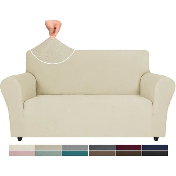 (Beige) 2-sits sofföverdrag - Universal - Töjbart - Beige