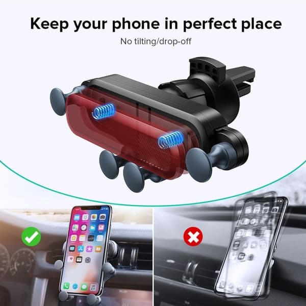 Gravity bilholder, luftventilmontert mobiltelefonholder for iPhone