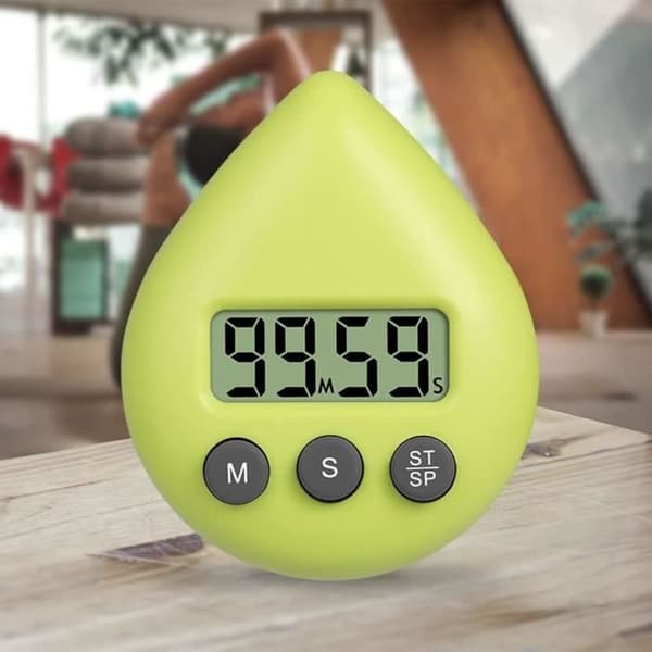 TIMER - HOURGLASS LCD kjøkkentimer, vanntett digital dusjtimer, 5 energisparende farger, dråpeform