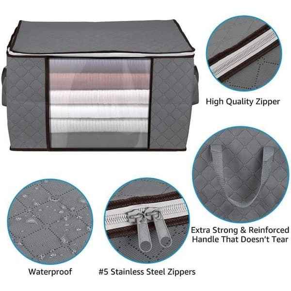 Klädförvaringsväskor Set med 3 - Non-Woven - Grå - Stor