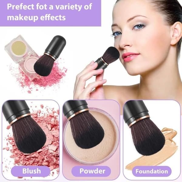 2 udtrækkelige makeupbørster, rejsemakeupbørster, blushbørster, søde flydende foundationbørster