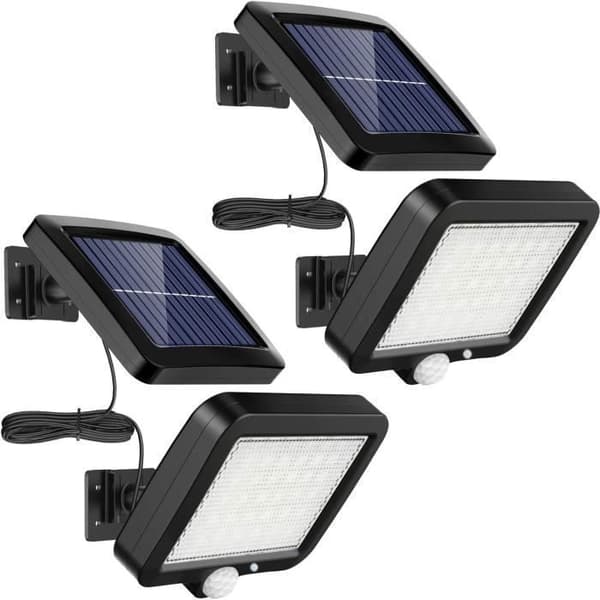 2 stk. 56 LED utendørs solcellelamper med bevegelsessensor - IP65 vanntett - 3 moduser
