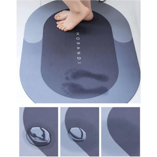 (Grå) Badematte - RESTEQ - 40x60cm - Sklisikker - Superabsorberende - Grå