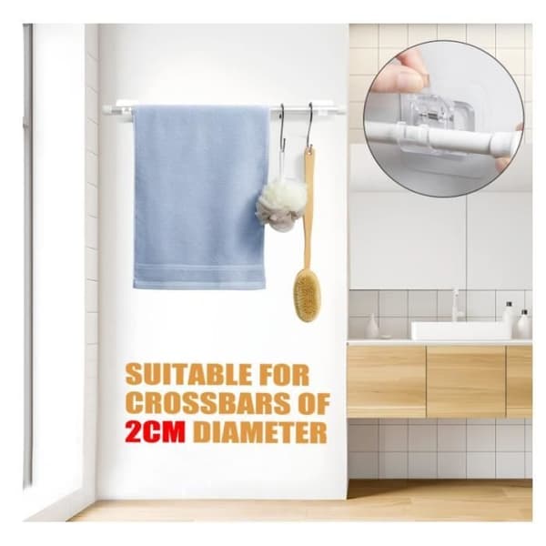 (Transparent) Gardinstångsfäste - Ingen borrning krävs - 8-pack - Transparent - Elegant design - Enkel installation