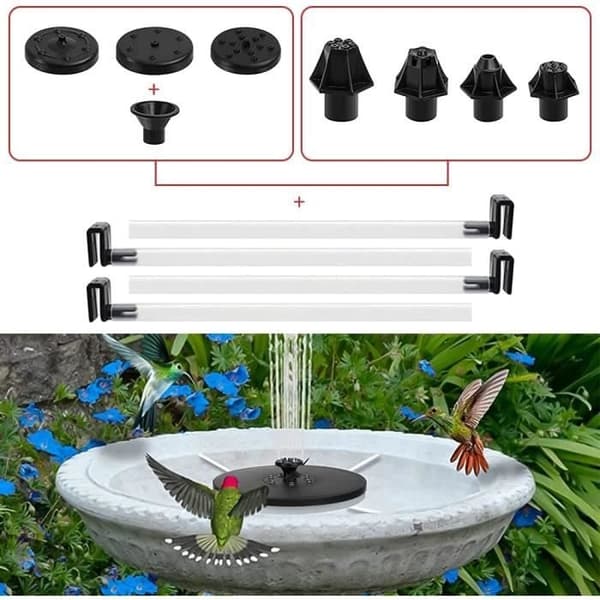 (Flerfarget) Solcellefontene - Uspesifisert - 3W - Batteri - LED-lys - 7 spraymoduser