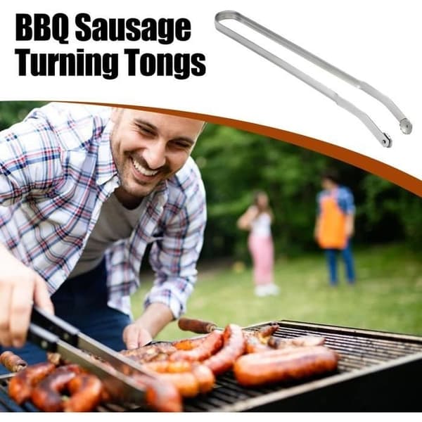 Grilltang - Rustfrit stål - Sæt med 2 - Moderne design - Sikkert greb - Integrerede ruller