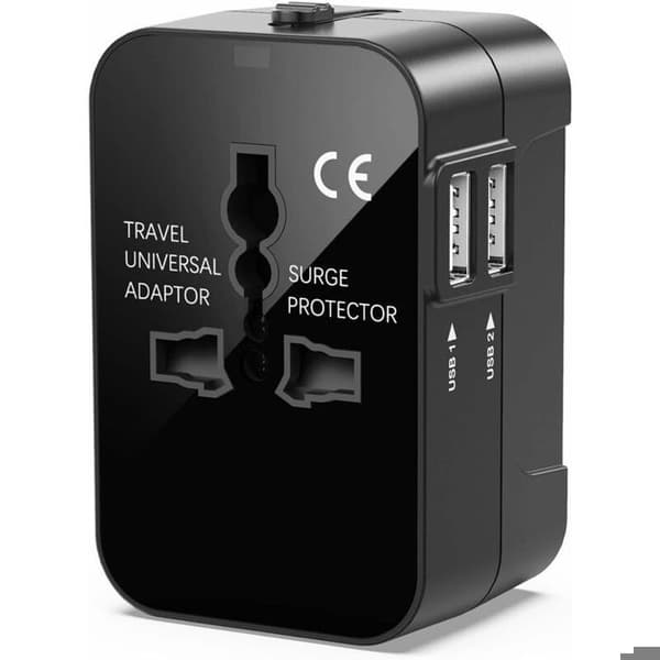 Universell reiseadapter, universell reiseadapter, universell reiseadapter med 2 USB, strømadapter