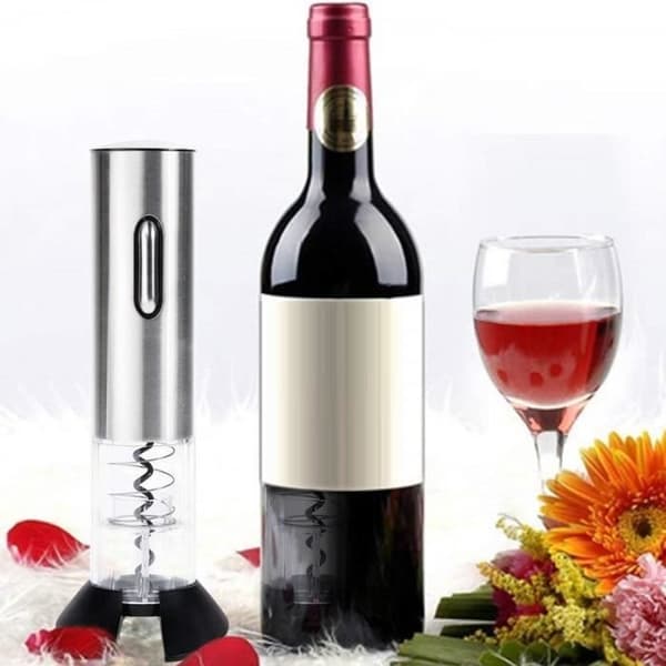 3-i-1 elektrisk proptrækker, vinåbner i rustfrit stål, sølv