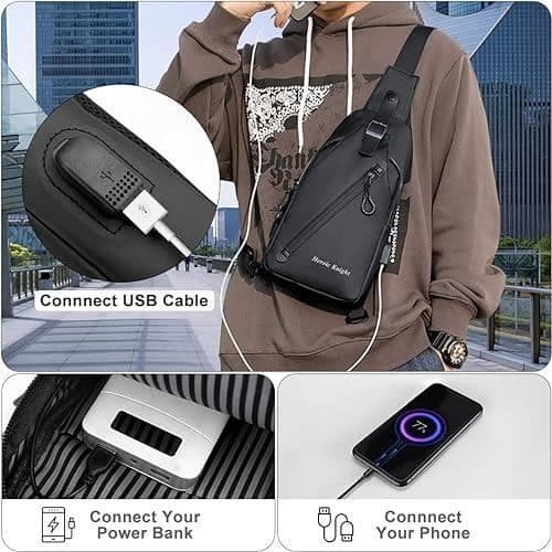 (Blå) Skulderveske - Vanntett - USB - For iPad 7.9'' - Herre -