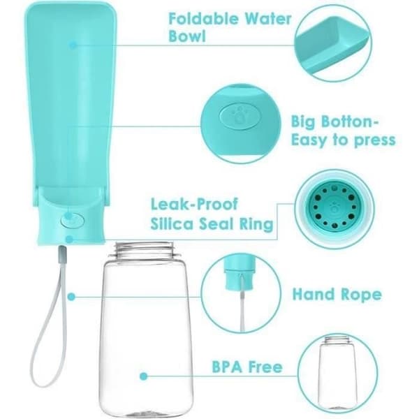 FODERDISPENSER Hundevandflaske - Multifunktionel kæledyrsvandflaske til hunde og katte - 550ML -