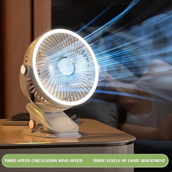 USB Mini Bærbar Klipsventilator - 360 Graders Rotation - Stærk Vind - Desktop Køleventilator