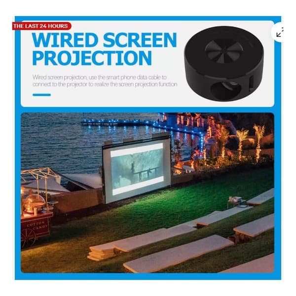 Mini bärbar projektor LED WiFi hemmabio Android TV Bluetooth USB 1080P Etikett